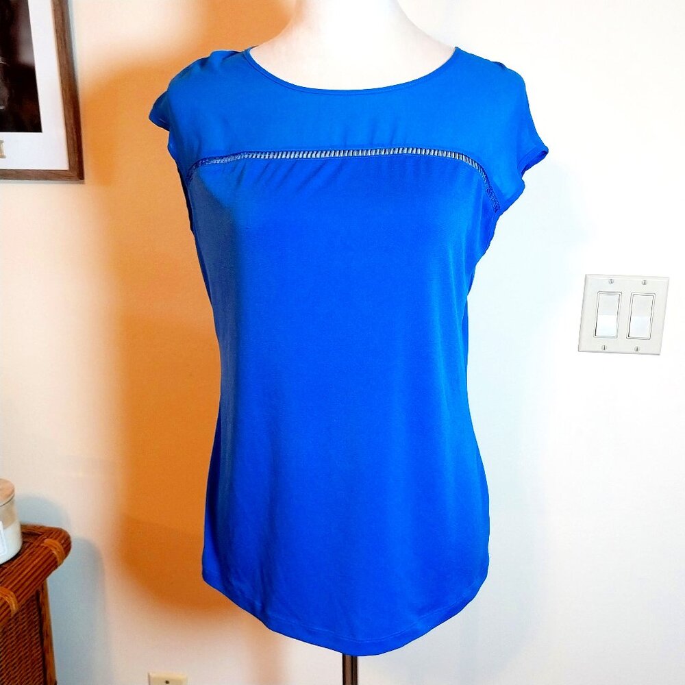 THE LIMITED SIZE M ROYAL BLUE CAP SLEEVE CAREER SEPARATE BLOUSE